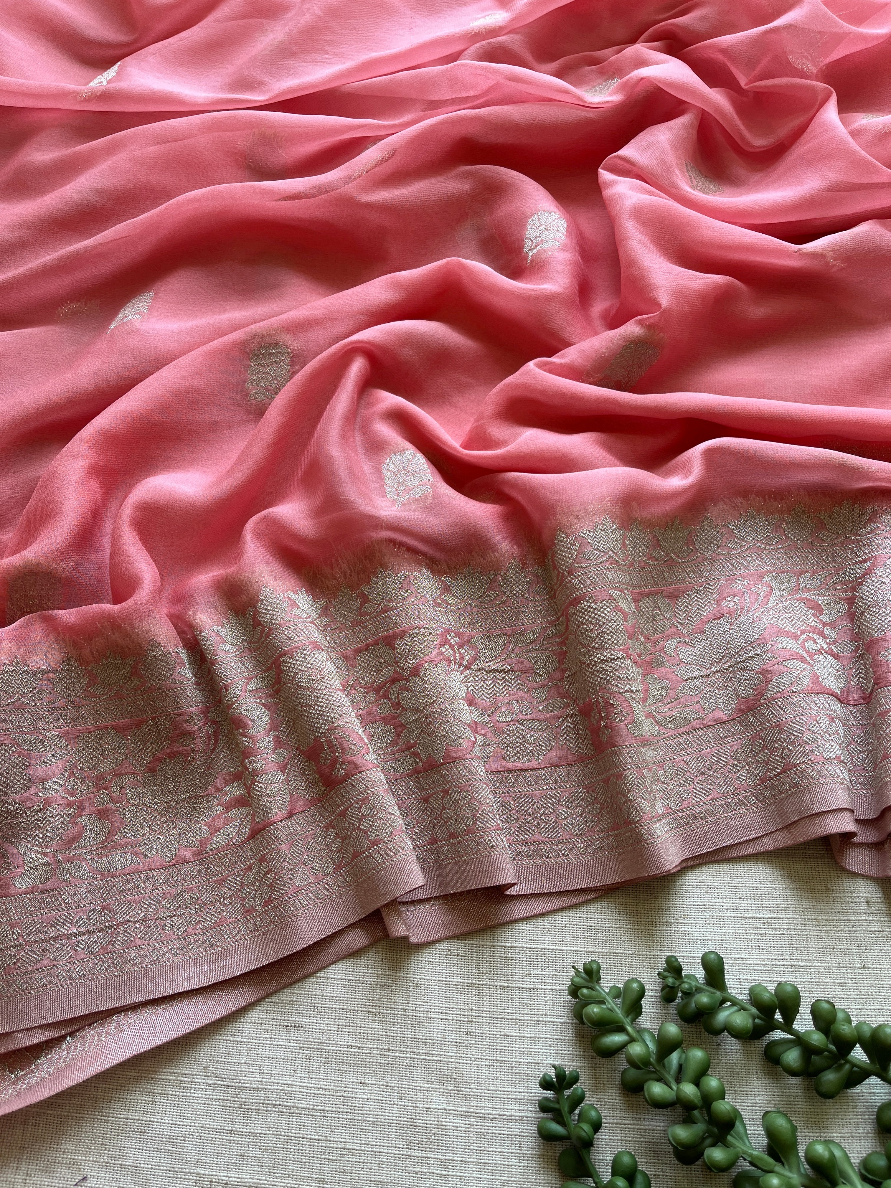 Peach Chiffon Saree